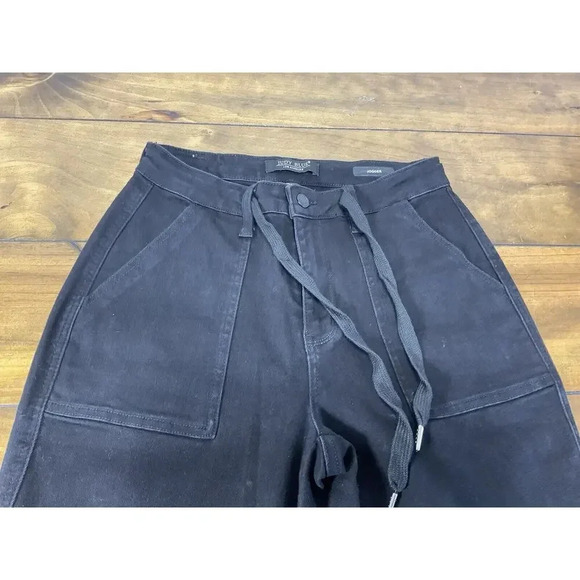 Judy Blue Jogger Jeans Size 7/28 Black Denim High Waist Drawstring - Picture 3 of 10